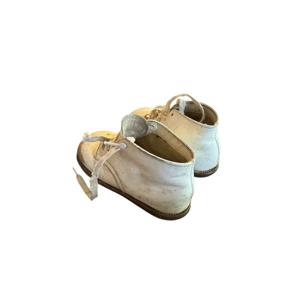 Vintage White Cloth Antique Baby Slipper Shoes‎